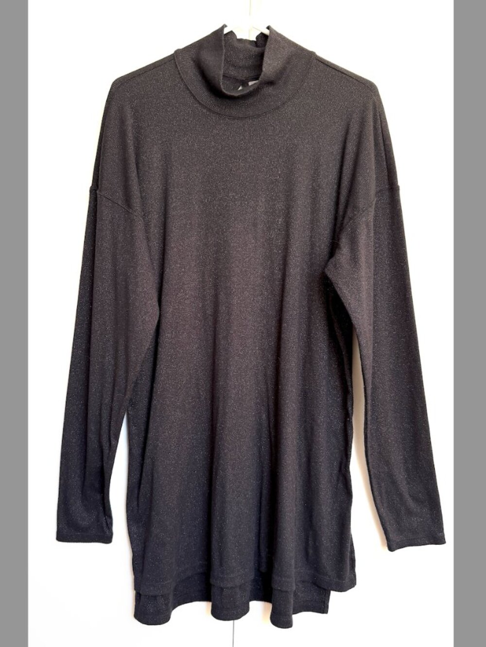 Anthropologie/Vanessa Virginia Sweater Dress Black Shimmer XL Turtleneck Midi